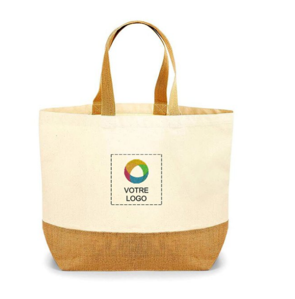 Sac fourre-tout en toile à base en jute